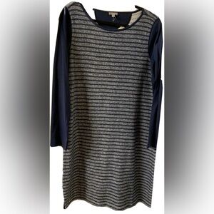 T By Talbots Raglan Sleeve Striped Knit Sweater Dress Womens Large